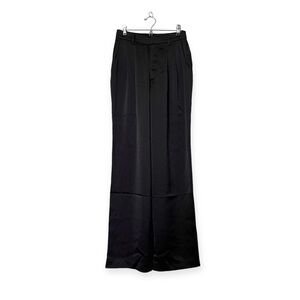 [NWOT] WAYF Black Silky Satin Pleated Wide Leg Flowy Trousers Pants - Size XS